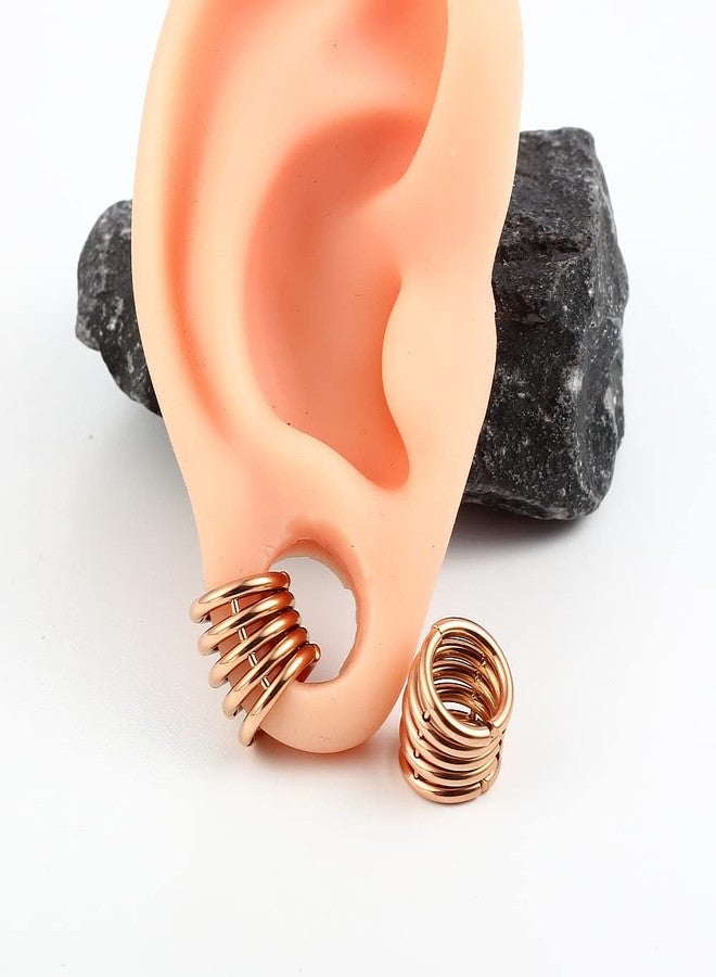 Earblity 10mm Stacker Ring Lobe Clip Ear Gauges Plugs Ear Tunnels Stretcher Earring Studs Clip on Cartilage Body Piercing Jewelry 2PCS Gold Rose Black Silver - Image 3